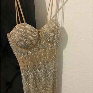 Sparkling Tan Rhinestone Dress